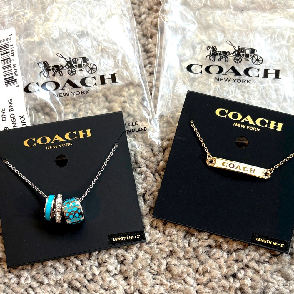 Coach Silver and Blue Necklace Duo
